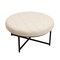 Merrick Lane Almas 34-Inch Round Tufted Cotton Linen Ottoman with Durable Metal Frame